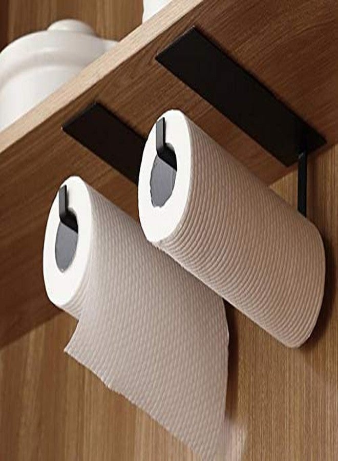 Homava Self-Adhesive Metal Bathroom Towel Bar Wall Hanging Toilet Paper Dispenser | Black |12 X 10 X 10 CM | - Image 4